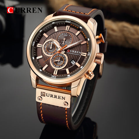 Leather Chronograph Quartz Watch