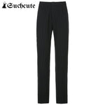 Striped Mid-Waist Pants