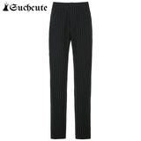 Striped Mid-Waist Pants