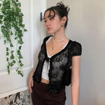 Brown Vintage Lace Crop Top