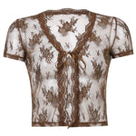 Brown Vintage Lace Crop Top