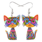 Colorful Cat Drop Earrings