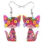 Colorful Cat Drop Earrings