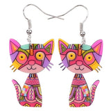 Colorful Cat Drop Earrings