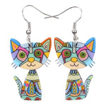 Colorful Cat Drop Earrings