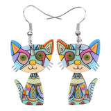 Colorful Cat Drop Earrings