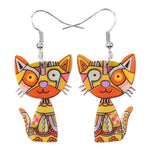 Colorful Cat Drop Earrings